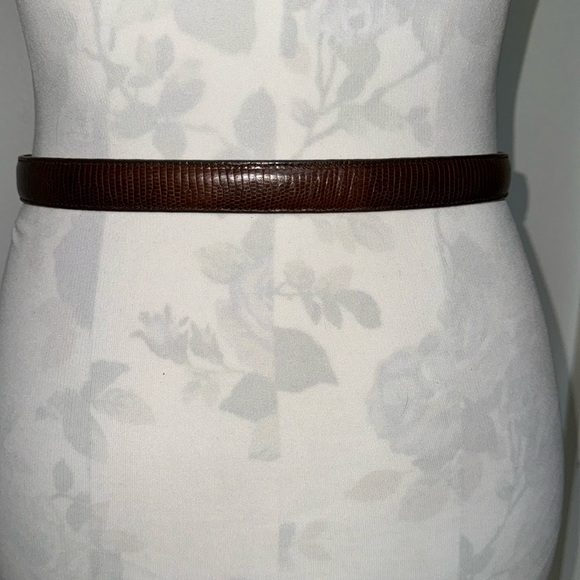 Brighton Classics 4B608 Brown Leather Snakelike Textured Two Tone Buckle Belt - Picture 4 of 7